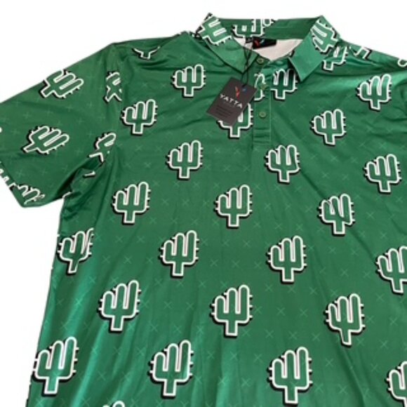 NEW YATTA Golf Polo Shirt men’s Size XL Green Cactus NWT - Picture 1 of 12